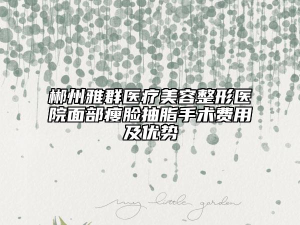郴州雅群医疗美容整形医院面部瘦脸抽脂手术费用及优势
