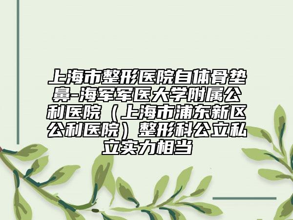 上海市整形医院自体骨垫鼻-海军军医大学附属公利医院（上海市浦东新区公利医院）整形科公立私立实力相当