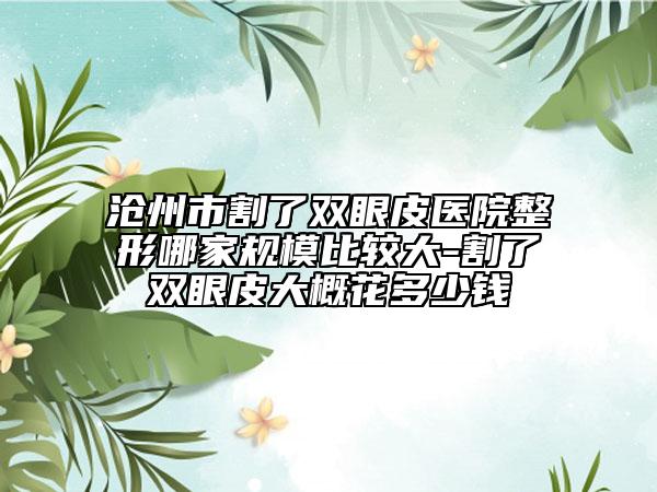 沧州市割了双眼皮医院整形哪家规模比较大-割了双眼皮大概花多少钱