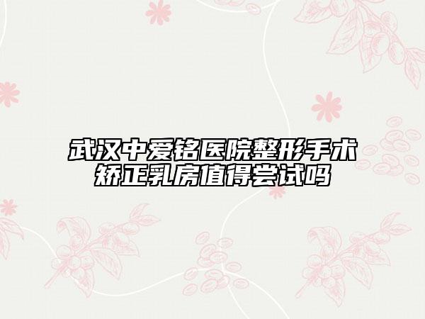 武汉中爱铭医院整形手术矫正乳房值得尝试吗