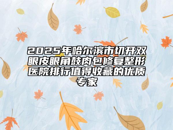 2025年哈尔滨市切开双眼皮眼角鼓肉包修复整形医院排行值得收藏的优质专家