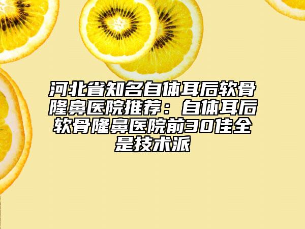 河北省知名自体耳后软骨隆鼻医院推荐：自体耳后软骨隆鼻医院前30佳全是技术派