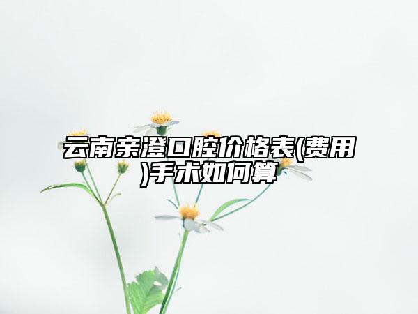云南亲澄口腔价格表(费用)手术如何算