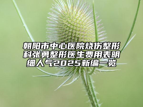 朝阳市中心医院烧伤整形科张勇整形医生费用表明细人气2025新编一览