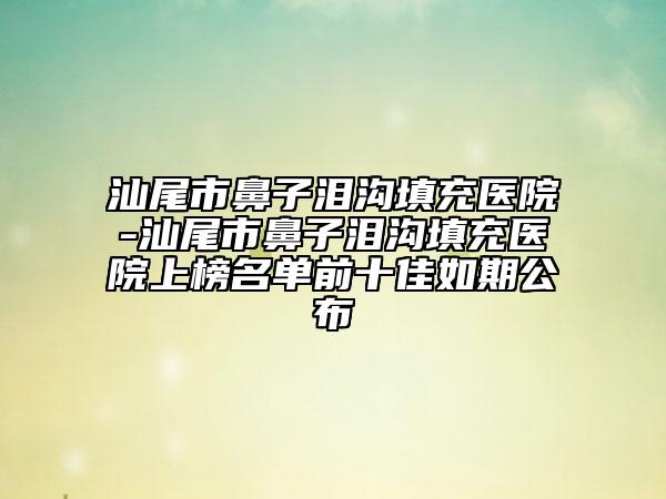 汕尾市鼻子泪沟填充医院-汕尾市鼻子泪沟填充医院上榜名单前十佳如期公布