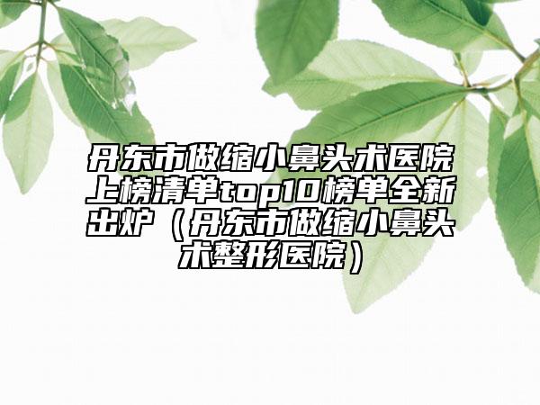 丹东市做缩小鼻头术医院上榜清单top10榜单全新出炉（丹东市做缩小鼻头术整形医院）