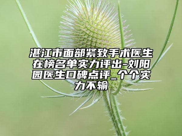 湛江市面部紧致手术医生在榜名单实力评出-刘阳园医生口碑点评_个个实力不输
