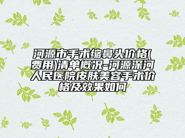 河源市手术缩鼻头价格(费用)清单概况-河源深河人民医院皮肤美容手术价格及效果如何