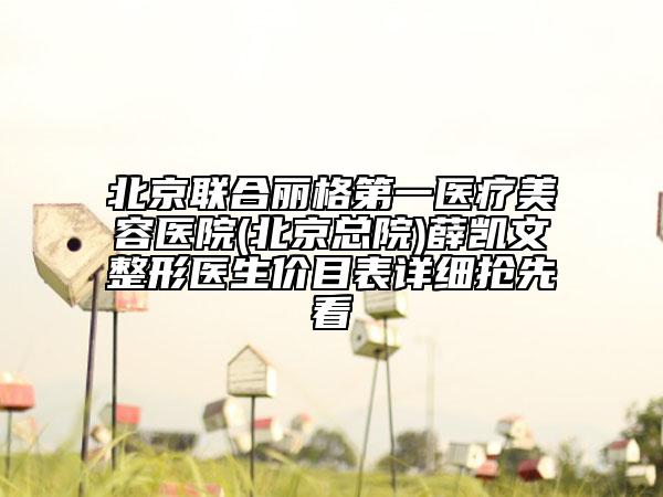 北京联合丽格第一医疗美容医院(北京总院)薛凯文整形医生价目表详细抢先看