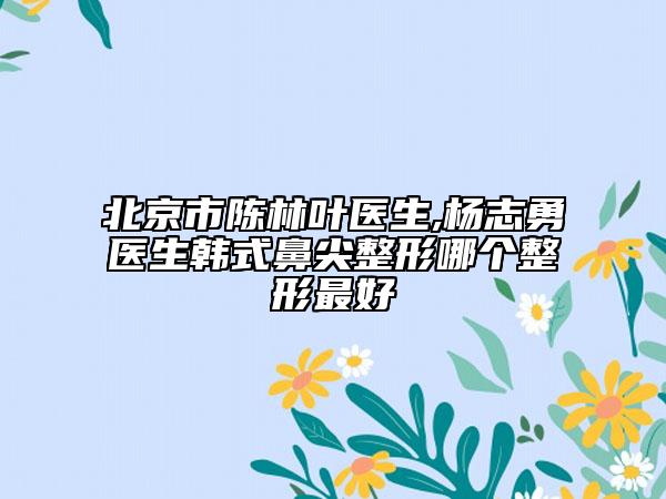 北京市陈林叶医生,杨志勇医生韩式鼻尖整形哪个整形最好