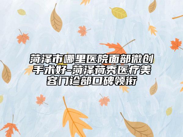 菏泽市哪里医院面部微创手术好-菏泽荷秀医疗美容门诊部口碑领衔