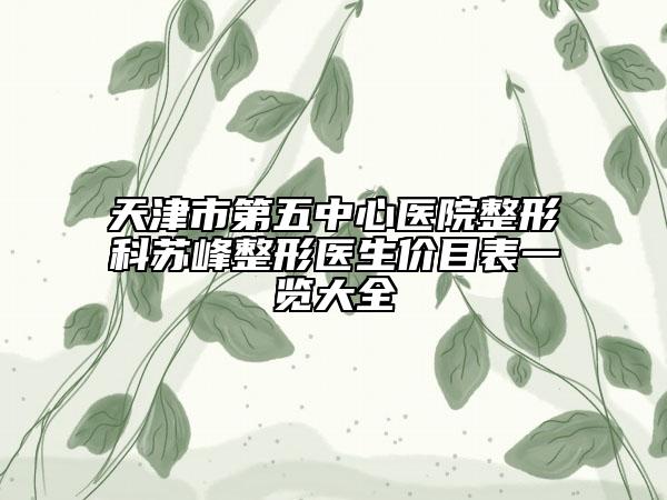 天津市第五中心医院整形科苏峰整形医生价目表一览大全