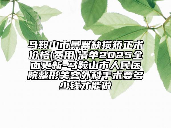 马鞍山市鼻翼缺损矫正术价格(费用)清单2025全面更新-马鞍山市人民医院整形美容外科手术要多少钱才能做