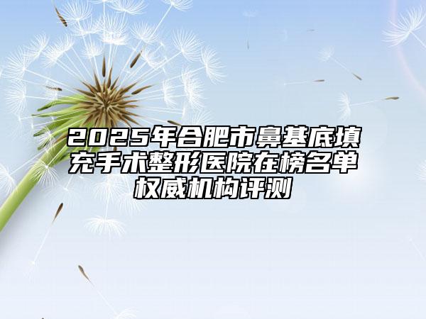 2025年合肥市鼻基底填充手术整形医院在榜名单权威机构评测