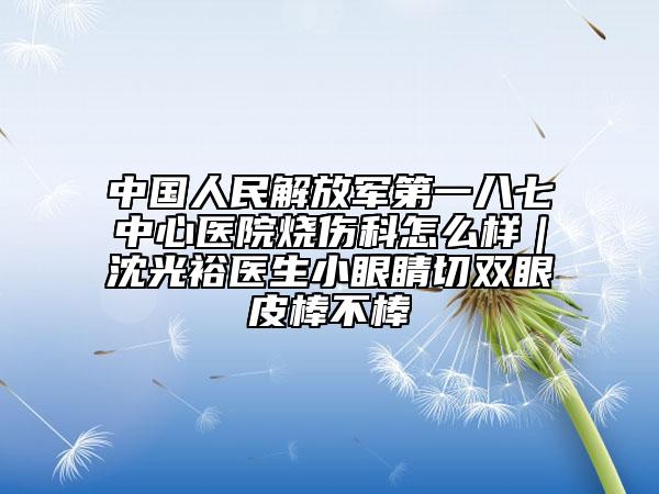 中国人民解放军第一八七中心医院烧伤科怎么样｜沈光裕医生小眼睛切双眼皮棒不棒
