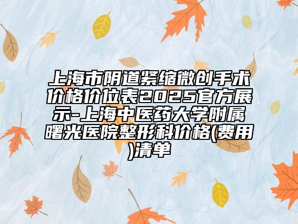 上海市阴道紧缩微创手术价格价位表2025官方展示-上海中医药大学附属曙光医院整形科价格(费用)清单