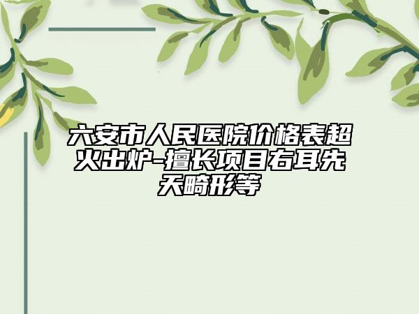 六安市人民医院价格表超火出炉-擅长项目右耳先天畸形等