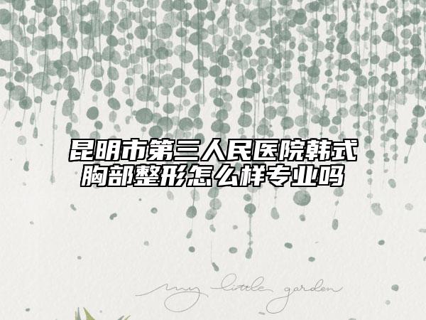 昆明市第三人民医院韩式胸部整形怎么样专业吗