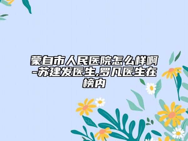 蒙自市人民医院怎么样啊-苏建发医生,罗凡医生在榜内