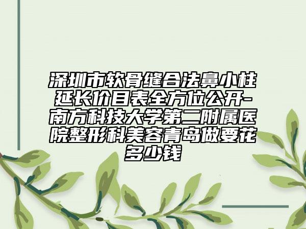 深圳市软骨缝合法鼻小柱延长价目表全方位公开-南方科技大学第二附属医院整形科美容青岛做要花多少钱
