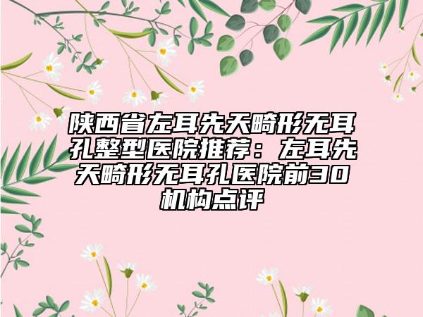 陕西省左耳先天畸形无耳孔整型医院推荐：左耳先天畸形无耳孔医院前30机构点评