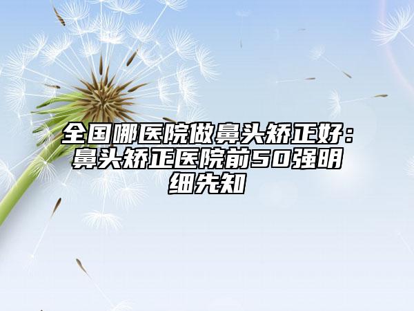 全国哪医院做鼻头矫正好：鼻头矫正医院前50强明细先知