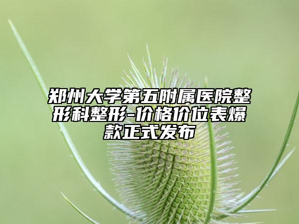 郑州大学第五附属医院整形科整形-价格价位表爆款正式发布