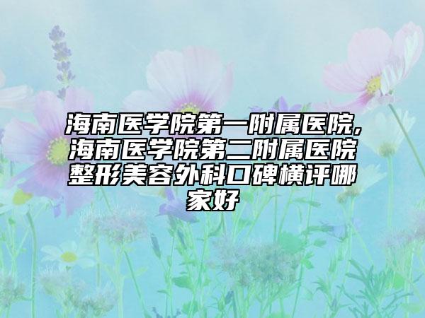 海南医学院第一附属医院,海南医学院第二附属医院整形美容外科口碑横评哪家好