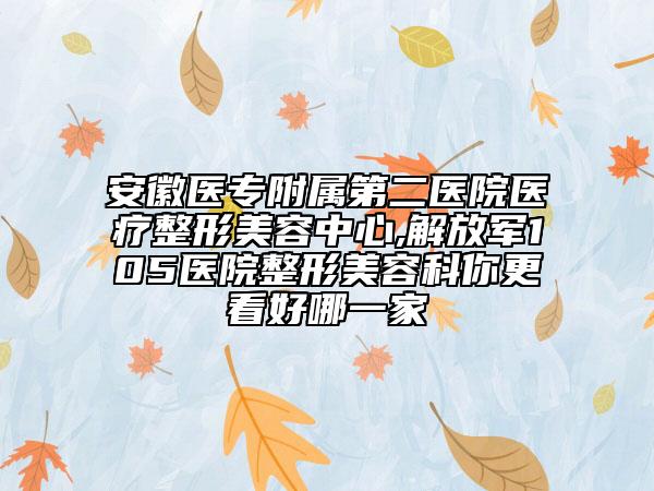 安徽医专附属第二医院医疗整形美容中心,解放军105医院整形美容科你更看好哪一家