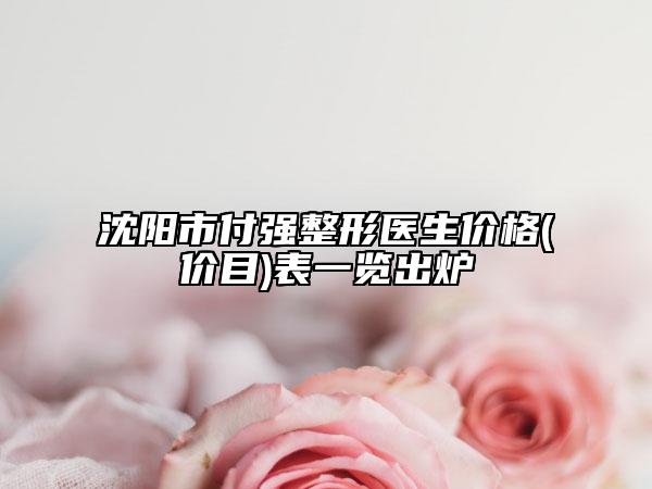 沈阳市付强整形医生价格(价目)表一览出炉