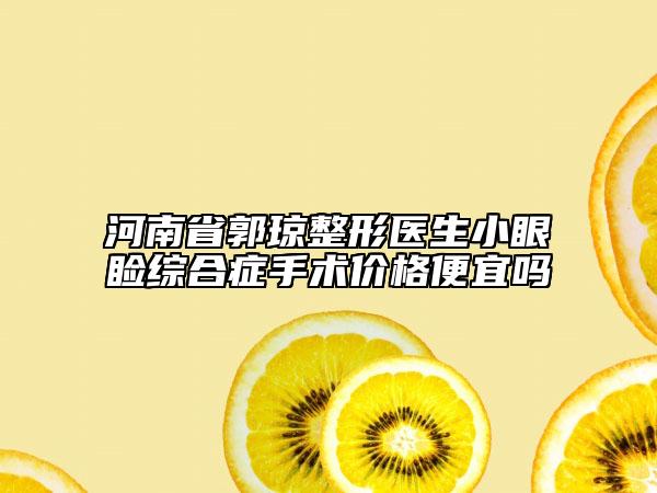 河南省郭琼整形医生小眼睑综合症手术价格便宜吗