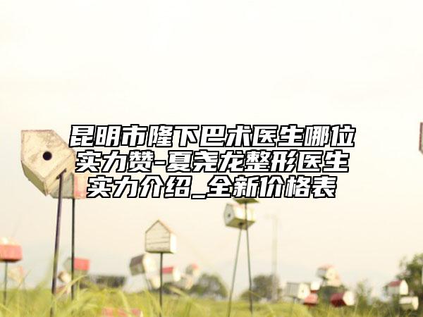 昆明市隆下巴术医生哪位实力赞-夏尧龙整形医生实力介绍_全新价格表