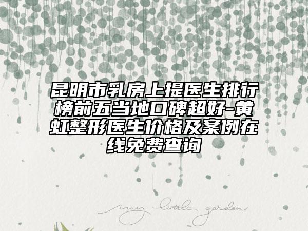 昆明市乳房上提医生排行榜前五当地口碑超好-黄虹整形医生价格及案例在线免费查询