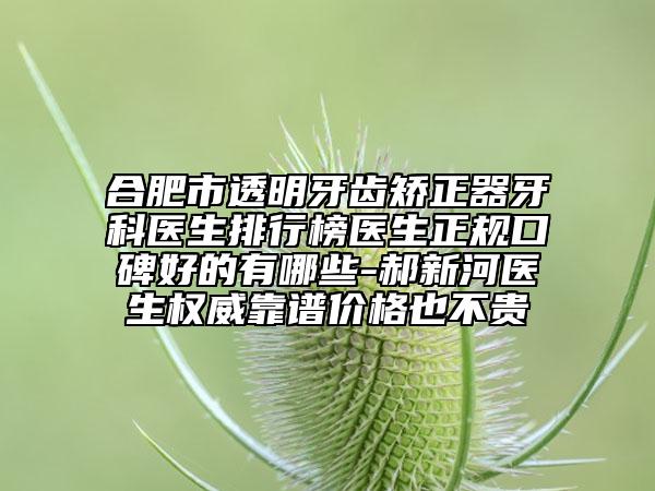 合肥市透明牙齿矫正器牙科医生排行榜医生正规口碑好的有哪些-郝新河医生权威靠谱价格也不贵
