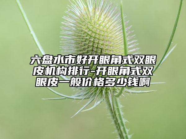 六盘水市好开眼角式双眼皮机构排行-开眼角式双眼皮一般价格多少钱啊