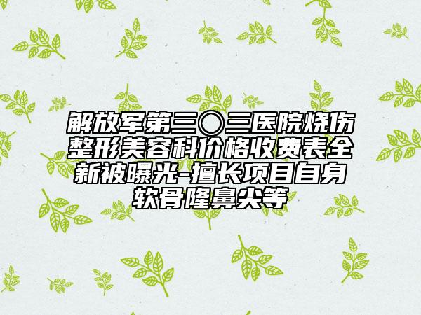 解放军第三〇三医院烧伤整形美容科价格收费表全新被曝光-擅长项目自身软骨隆鼻尖等