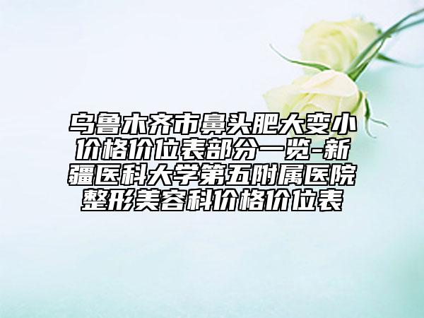 乌鲁木齐市鼻头肥大变小价格价位表部分一览-新疆医科大学第五附属医院整形美容科价格价位表
