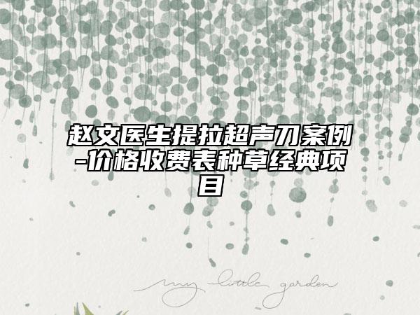 赵文医生提拉超声刀案例-价格收费表种草经典项目