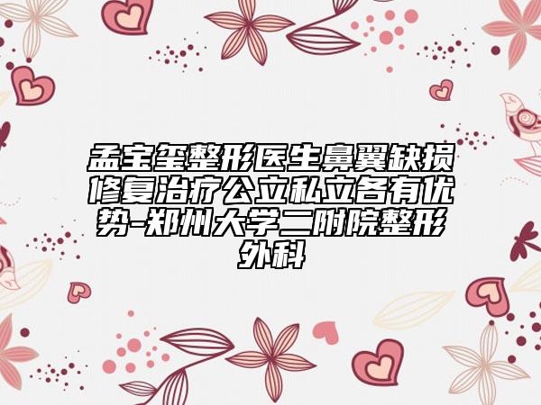 孟宝玺整形医生鼻翼缺损修复治疗公立私立各有优势-郑州大学二附院整形外科