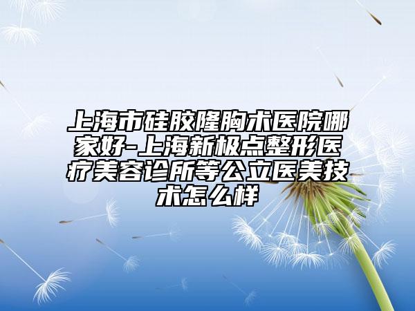上海市硅胶隆胸术医院哪家好-上海新极点整形医疗美容诊所等公立医美技术怎么样