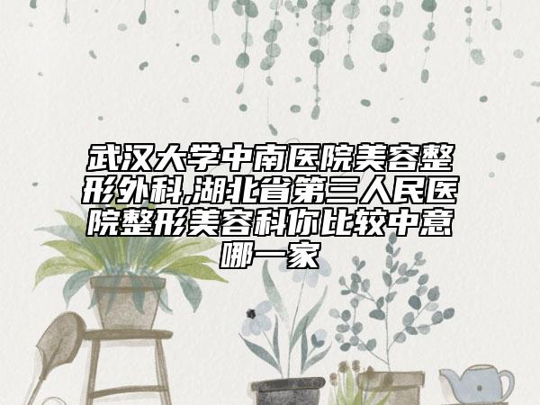 武汉大学中南医院美容整形外科,湖北省第三人民医院整形美容科你比较中意哪一家