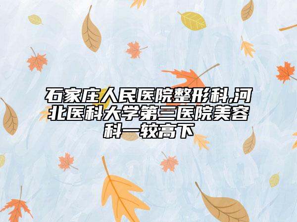 石家庄人民医院整形科,河北医科大学第三医院美容科一较高下