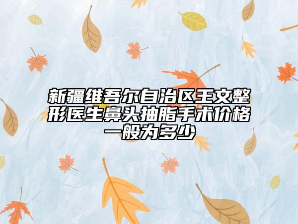新疆维吾尔自治区王文整形医生鼻头抽脂手术价格一般为多少