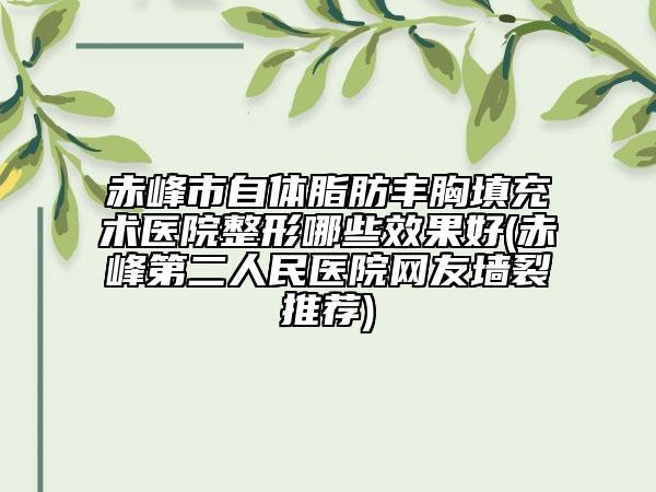 赤峰市自体脂肪丰胸填充术医院整形哪些效果好(赤峰第二人民医院网友墙裂推荐)