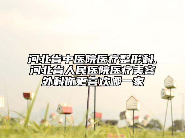河北省中医院医疗整形科,河北省人民医院医疗美容外科你更喜欢哪一家