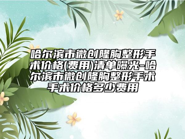 哈尔滨市微创隆胸整形手术价格(费用)清单曝光-哈尔滨市微创隆胸整形手术手术价格多少费用