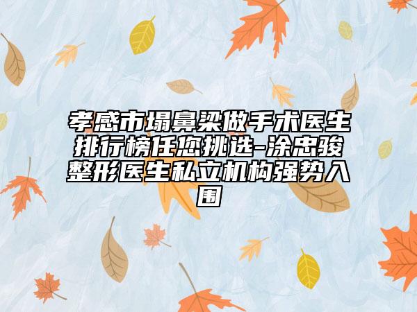 孝感市塌鼻梁做手术医生排行榜任您挑选-涂忠骏整形医生私立机构强势入围