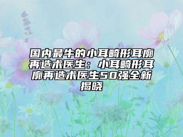国内最牛的小耳畸形耳廓再造术医生：小耳畸形耳廓再造术医生50强全新揭晓