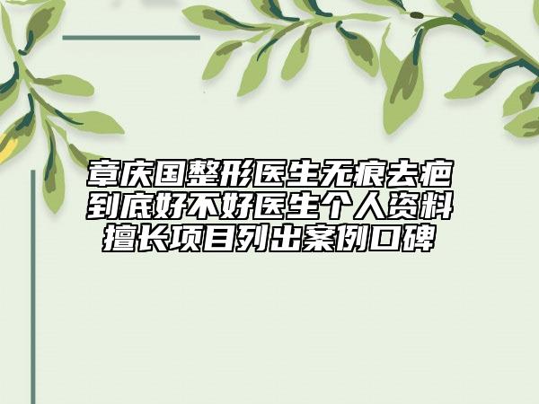 章庆国整形医生无痕去疤到底好不好医生个人资料擅长项目列出案例口碑